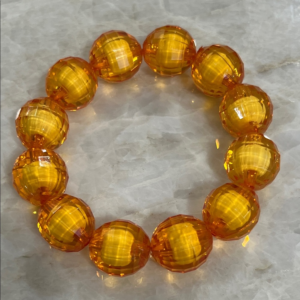 Elegant Orange Stretch Beaded Bracelet